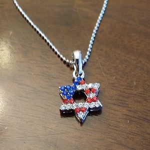 Jewish American Flag Star Necklace
